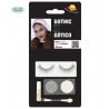 SET MAQUILLAJE CON PESTAÑAS PLATA/BLANCO